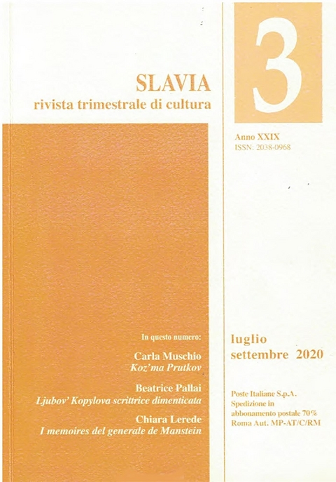 Slavia N. 2020 3 - Jolanda Bufalini, Ludwik Fleck, Luca Guglielmino, Ljubov' Kopylova, Chiara Lerede, Gabriele Mazzitelli, Elisa Medolla, Carla Muschio, Renzo Oliva, Beatrice Pallai, Koz'ma Prutkov, Luciano Risa, Renato Risaliti, Nicola Siciliani de Cumis