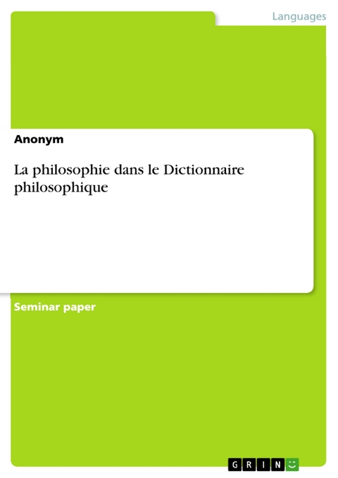 La philosophie dans le Dictionnaire philosophique