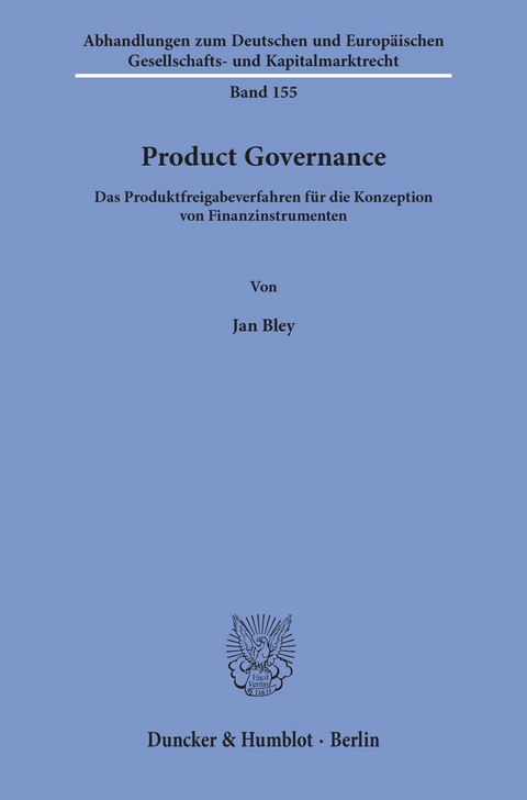 Product Governance. -  Jan Bley