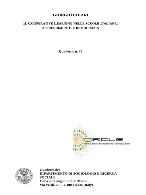 Il cooperative learning nelle scuole italiane: apprendimento e democrazia - Giorgio Chiari