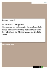 Aktuelle Rechtslage zur Sicherungsverwahrung in Deutschland als Folge der Entscheidung des Europäischen Gerichtshofs für Menschenrechte im Jahr 2009 - Doreen Pampel