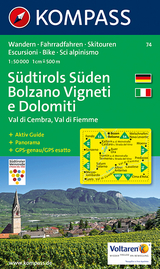 KOMPASS Wanderkarte Südtirols Süden - Bolzano Vigneti e Dolomiti - Val di Cembra - Val di Fiemme - 