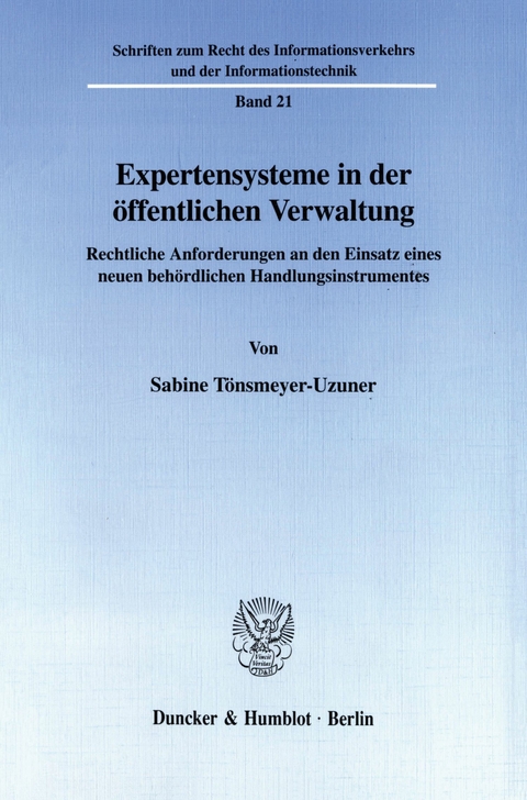 Expertensysteme in der öffentlichen Verwaltung. -  Sabine Tönsmeyer-Uzuner