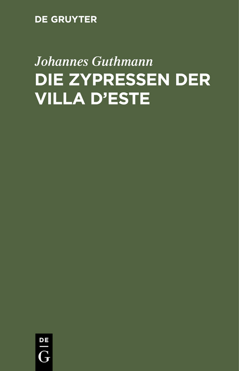 Die Zypressen der Villa d'Este -  Johannes Guthmann