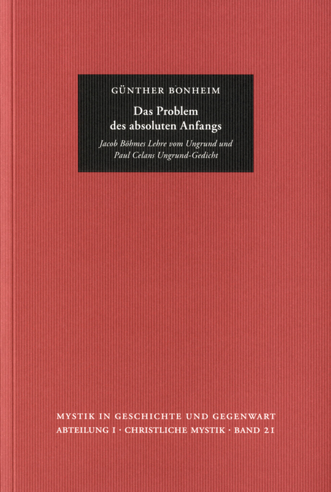 Das Problem des absoluten Anfangs -  Günther Bonheim