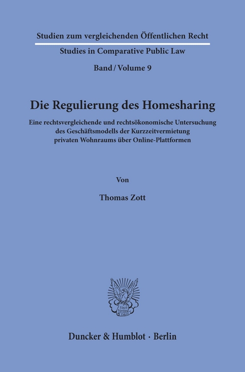 Die Regulierung des Homesharing. -  Thomas Zott