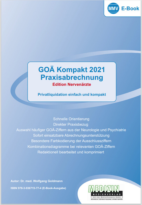 GOÄ Kompakt 2021 Nervenärzte -  Dr. Wolfgang Goldmann