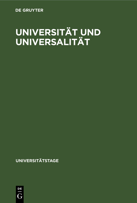 Universität und Universalität