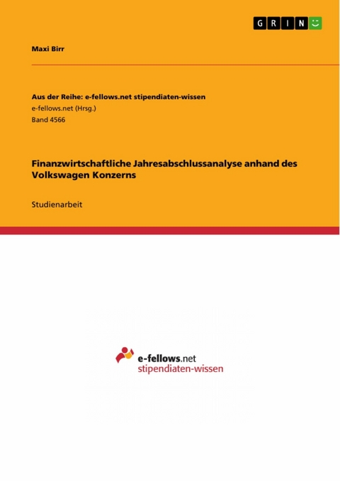 Finanzwirtschaftliche Jahresabschlussanalyse anhand des Volkswagen Konzerns - Maxi Birr