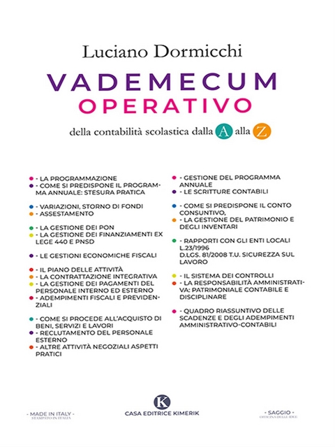 Vademecum operativo della contabilità scolastica dalla A alla Z - Luciano Dormicchi