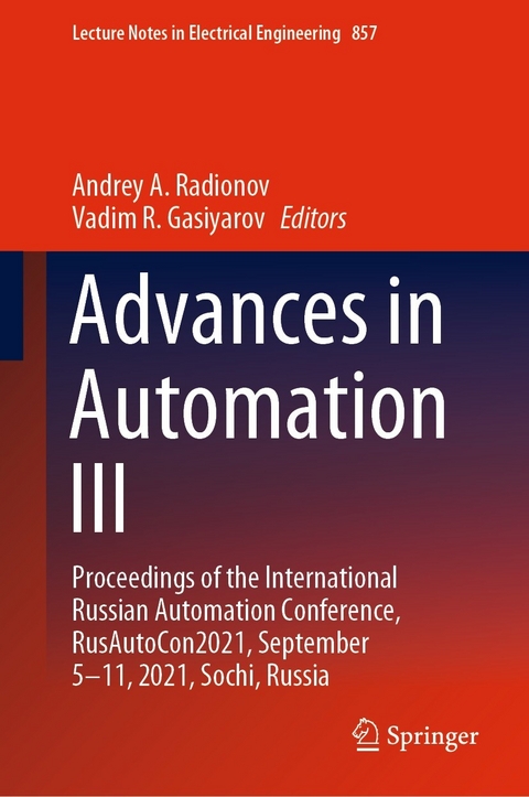 Advances in Automation III - 