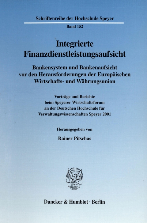 Integrierte Finanzdienstleistungsaufsicht. - 