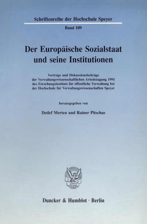 Der Europäische Sozialstaat und seine Institutionen. - 