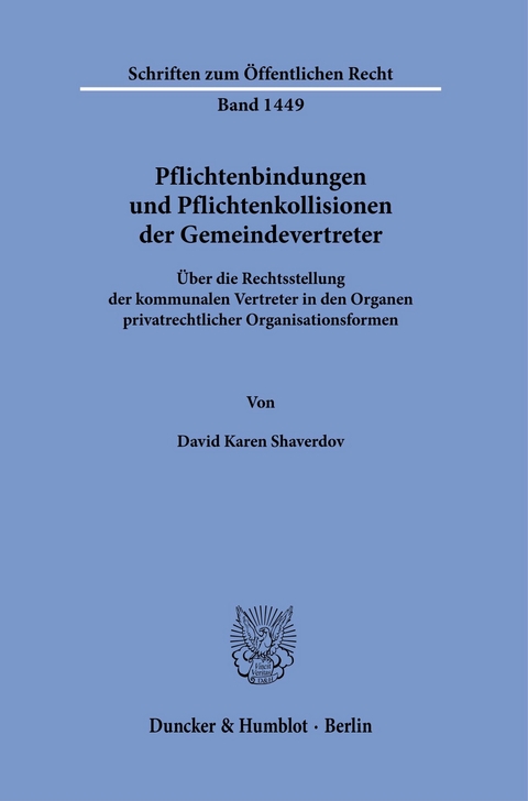 Pflichtenbindungen und Pflichtenkollisionen der Gemeindevertreter. -  David Karen Shaverdov