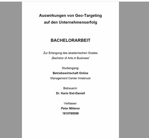 Auswirkungen von Geo-Targeting auf den Unternehmenserfolg - Peter Mitterer