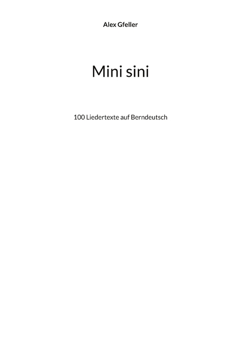 Mini sini - Alex Gfeller