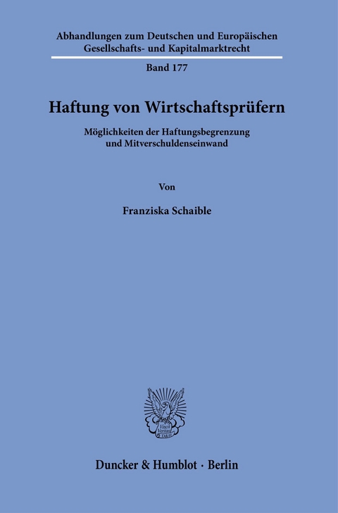 Haftung von Wirtschaftsprüfern. -  Franziska Schaible