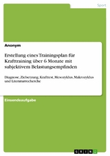 Erstellung eines Trainingsplan für Krafttraining über 6 Monate mit subjektivem Belastungsempfinden -  Anonym