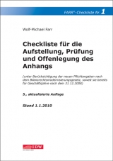 Checkliste für die Aufstellung, Prüfung und Offenlegung des Anhangs - 