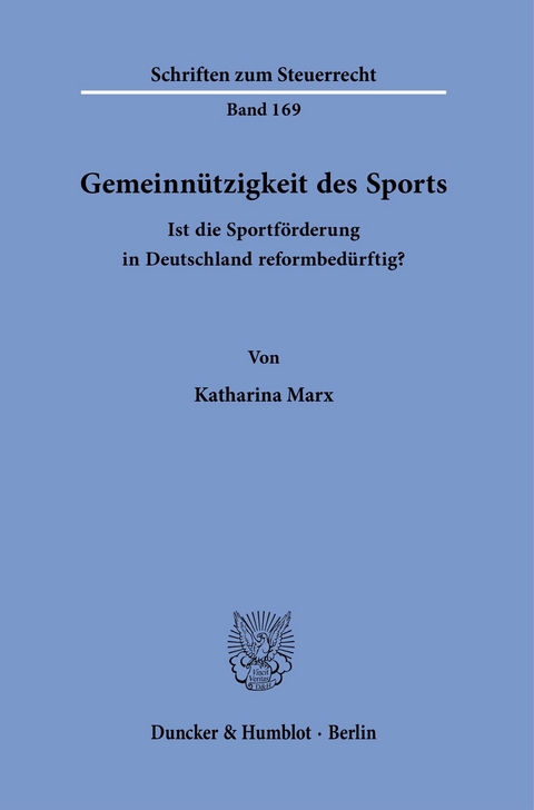 Gemeinnützigkeit des Sports. -  Katharina Marx