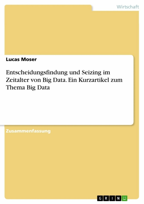 Entscheidungsfindung und Seizing im Zeitalter von Big Data. Ein Kurzartikel zum Thema Big Data - Lucas Moser