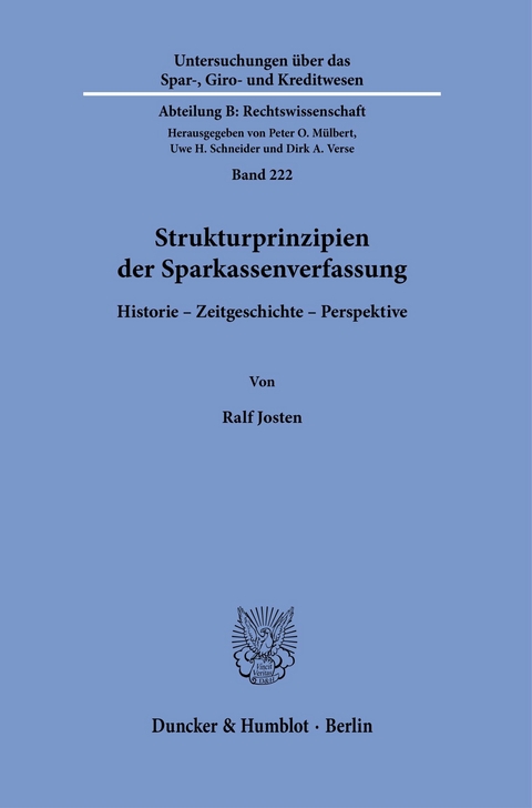 Strukturprinzipien der Sparkassenverfassung. -  Ralf Josten