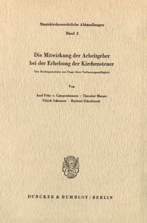 Die Mitwirkung der Arbeitgeber bei der Erhebung der Kirchensteuer. -  Herbert Scholtissek