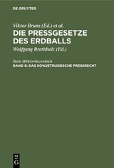 Das sowjetrussische Preßrecht - Boris Mirkin-Gezewitsch