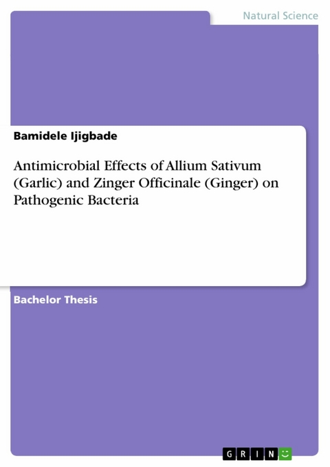 Antimicrobial Effects of Allium Sativum (Garlic) and Zinger Officinale (Ginger) on Pathogenic Bacteria - Bamidele Ijigbade