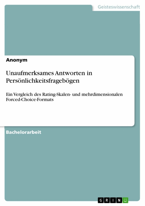 Unaufmerksames Antworten in Persönlichkeitsfragebögen