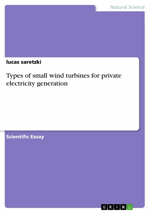 Types of small wind turbines for private electricity generation - Lucas Saretzki