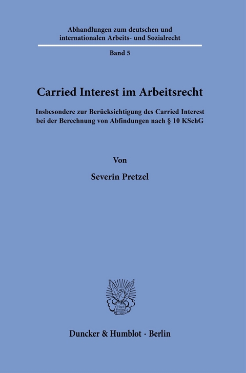 Carried Interest im Arbeitsrecht. -  Severin Pretzel