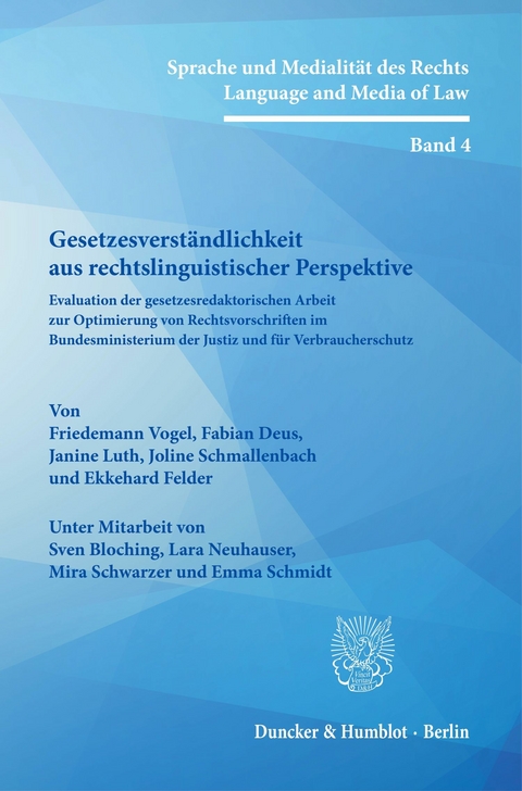 Gesetzesverständlichkeit aus rechtslinguistischer Perspektive. -  Ekkehard Felder