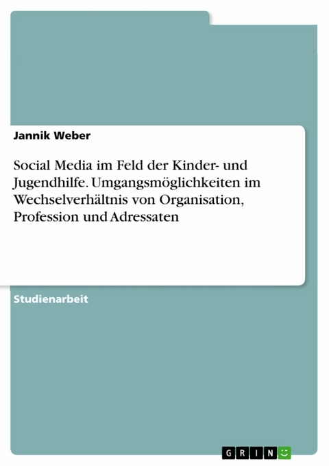 Social Media im Feld der Kinder- und Jugendhilfe. Umgangsmöglichkeiten im Wechselverhältnis von Organisation, Profession und Adressaten - Jannik Weber