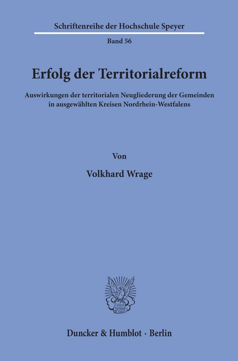 Erfolg der Territorialreform. -  Volkhard Wrage