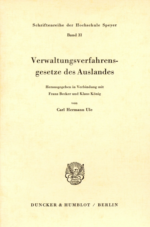 Verwaltungsverfahrensgesetze des Auslandes. - 