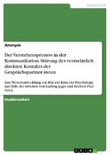 Der Verstehensprozess in der Kommunikation. Störung des vermeintlich direkten Kontakts der Gesprächspartner:innen