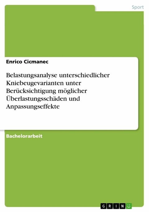 Belastungsanalyse unterschiedlicher Kniebeugevarianten unter Berücksichtigung möglicher Überlastungsschäden und Anpassungseffekte - Enrico Cicmanec