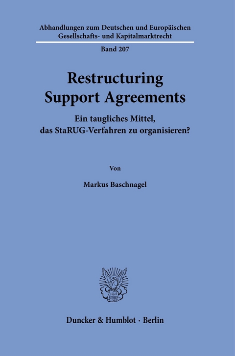 Restructuring Support Agreements. -  Markus Baschnagel