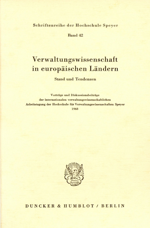 Verwaltungswissenschaft in europäischen Ländern. - 