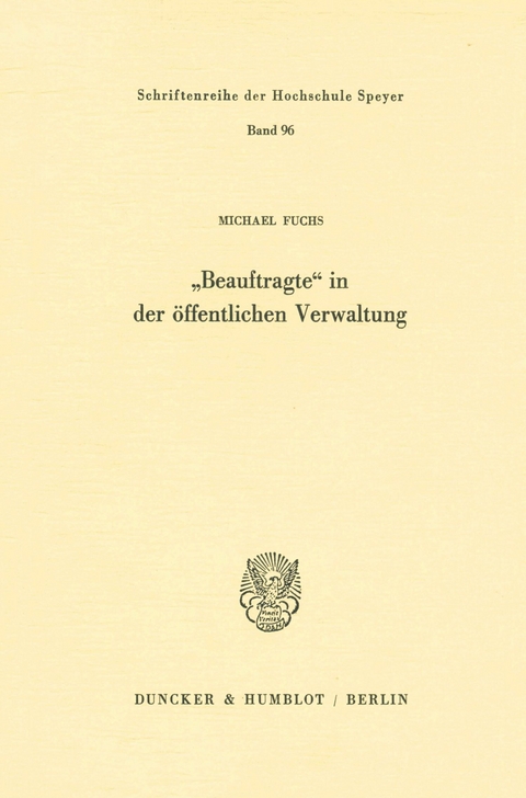 'Beauftragte' in der öffentlichen Verwaltung. -  Michael Fuchs