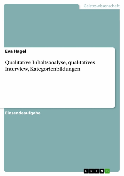 Qualitative Inhaltsanalyse, qualitatives Interview, Kategorienbildungen -  Eva Hagel