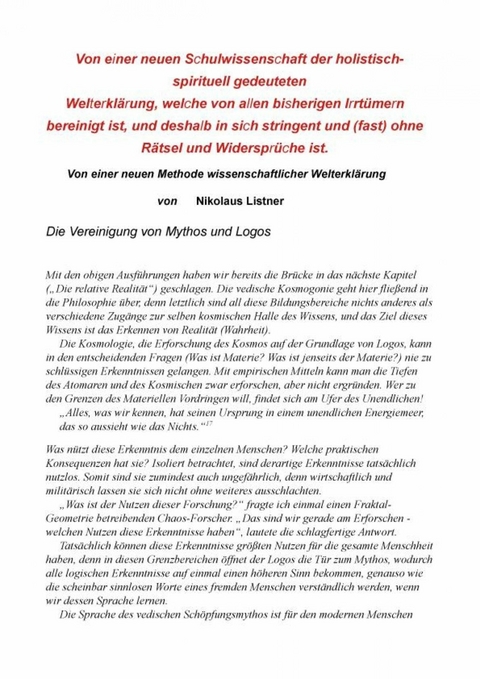 Schöpferische Natur und schöpferisches Universum nicht ohne absoluten spirituellen Urgrund - Nikolaus Listner