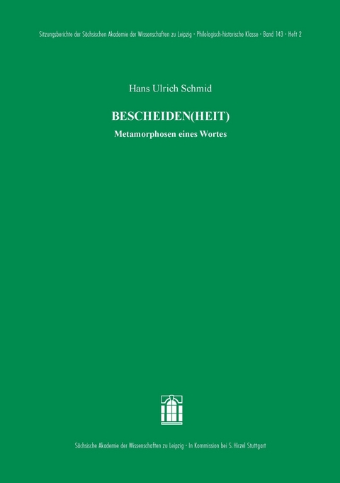 'BESCHEIDEN(HEIT)' -  Hans Ulrich Schmid