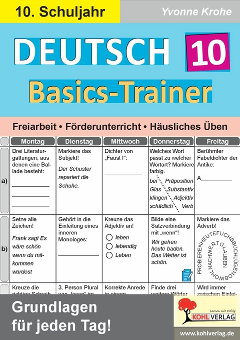 Deutsch-Basics-Trainer / Klasse 10 -  Yvonne Krohe