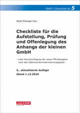 Checkliste für die Aufstellung, Prüfung und Offenlegung des Anhangs der kleinen GmbH - Farr, Wolf-Michael