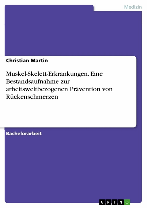 Muskel-Skelett-Erkrankungen. Eine Bestandsaufnahme zur arbeitsweltbezogenen Prävention von Rückenschmerzen -  Christian Martin