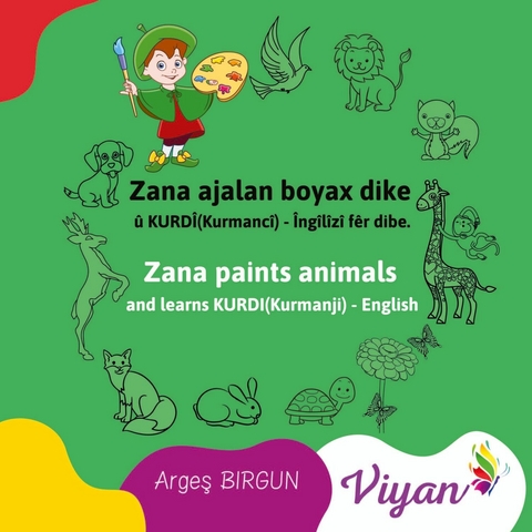 Zana paints animals and learns KURDI(Kurmanji) - English - Arges Birgun