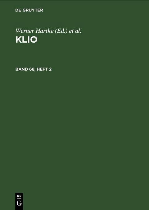 Klio. Band 68, Heft 2 - 