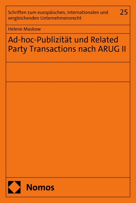 Ad-hoc-Publizität und Related Party Transactions nach ARUG II - Helene Maskow